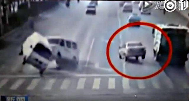 Strange Unseen Force Throws Cars Around on Crossing