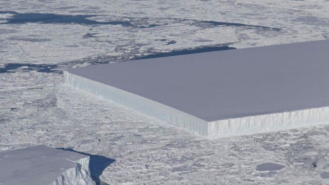 NASA Photographs 'Rectangular Iceberg'