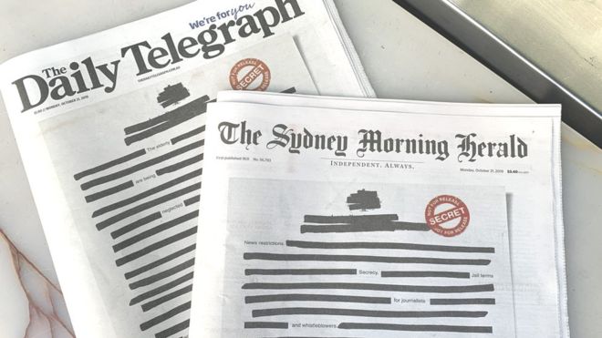 Australian Newspapers Black Out Front Pages in 'Secrecy' Protest