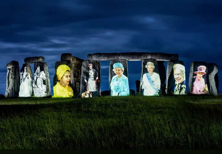 The Queen is Projected on to Stonehenge to Mark Platinum Jubilee
