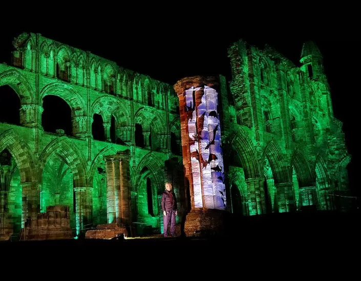 Whitby Abbey Marks Dracula Anniversary with Bat Projection