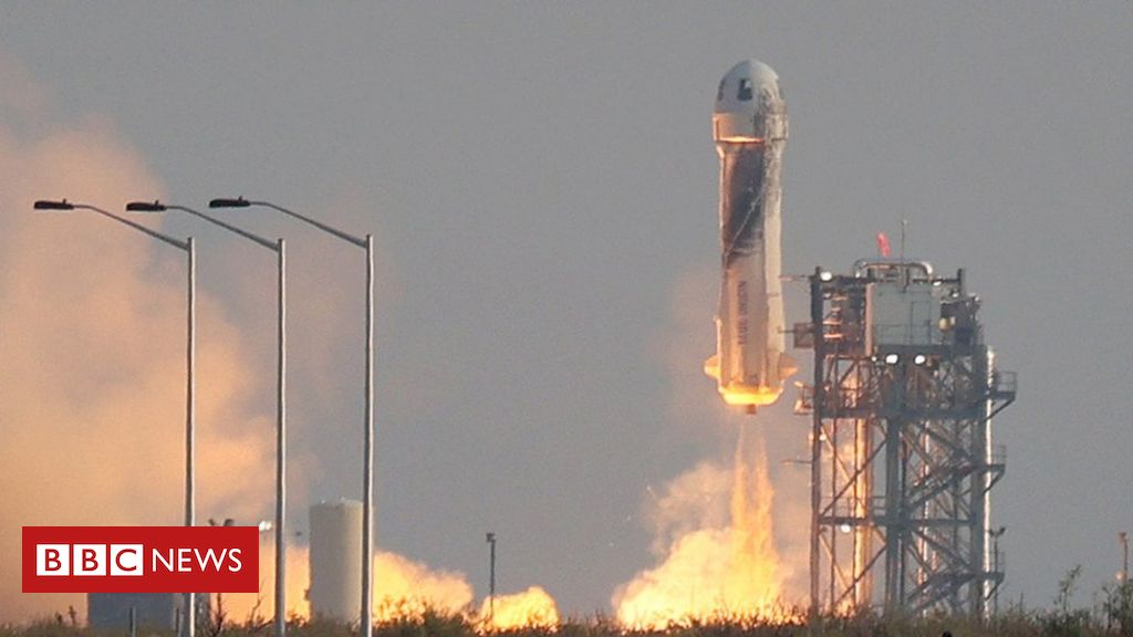 Jeff Bezos Launches to Space Aboard Blue Origin Rocket Ship