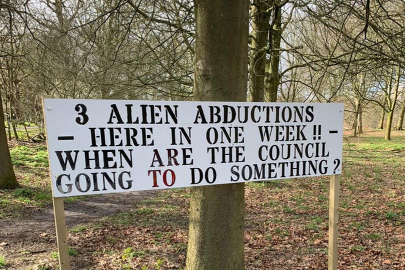 Sign Appears in Town Blaming Local Council for Alien Abductions