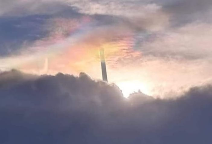 Puzzling Pillar Photographed over City in Thailand