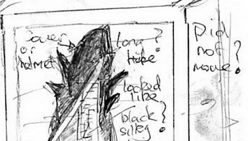 Man Sketches Sighting of Seven Foot Tall 'Alien' at Bus Stop