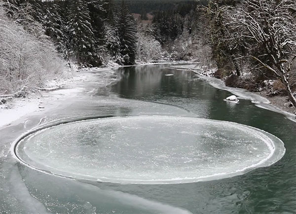 Mysterious Spinning Ice Circle Forms in Washington River