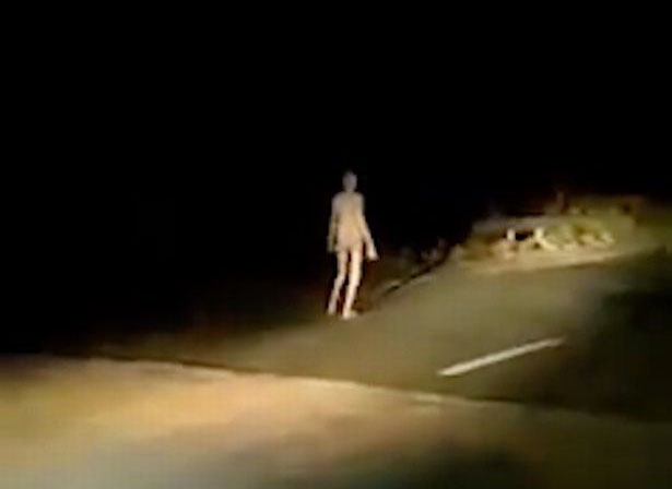 Creepy Alien-like Figure Captured on Camera on Indian Road?
