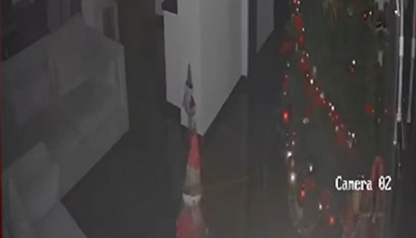 Security Camera Captures Christmas Decoration Come to Life?