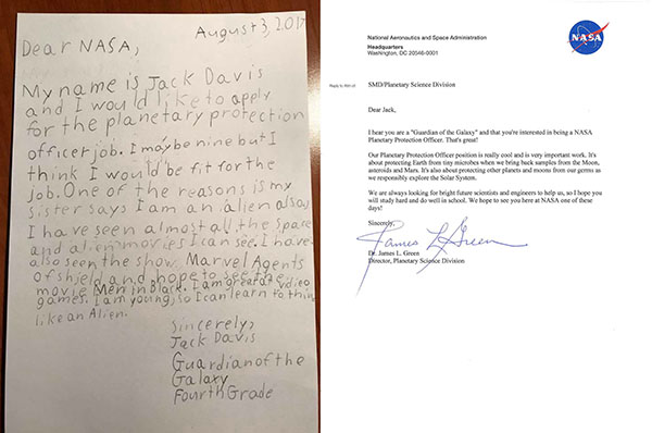 9-Year-Old Applies to Be NASA Planetary Protection Officer