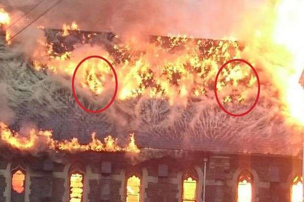 Ghostly Faces Appear in Flames of Burning Church