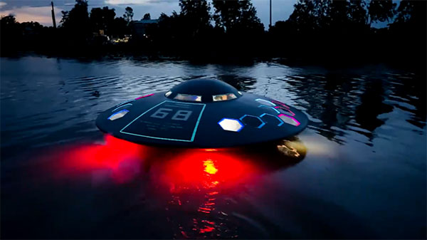 Man Creates 'Flying Saucer' that Glides on Water Surface