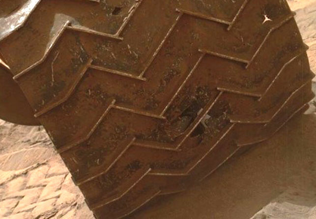 Have Mars Rover's Wheels Been Corroded by Martian Organisms?